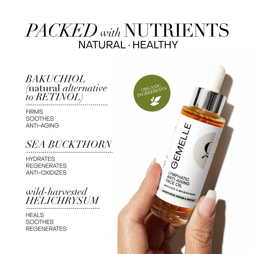 GEMELLE Face oil pour demonstrates lightweight texture ideal for quick absorption.