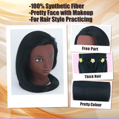 Gemiei mannequin head face closeup showing vinyl skin and makeup detail