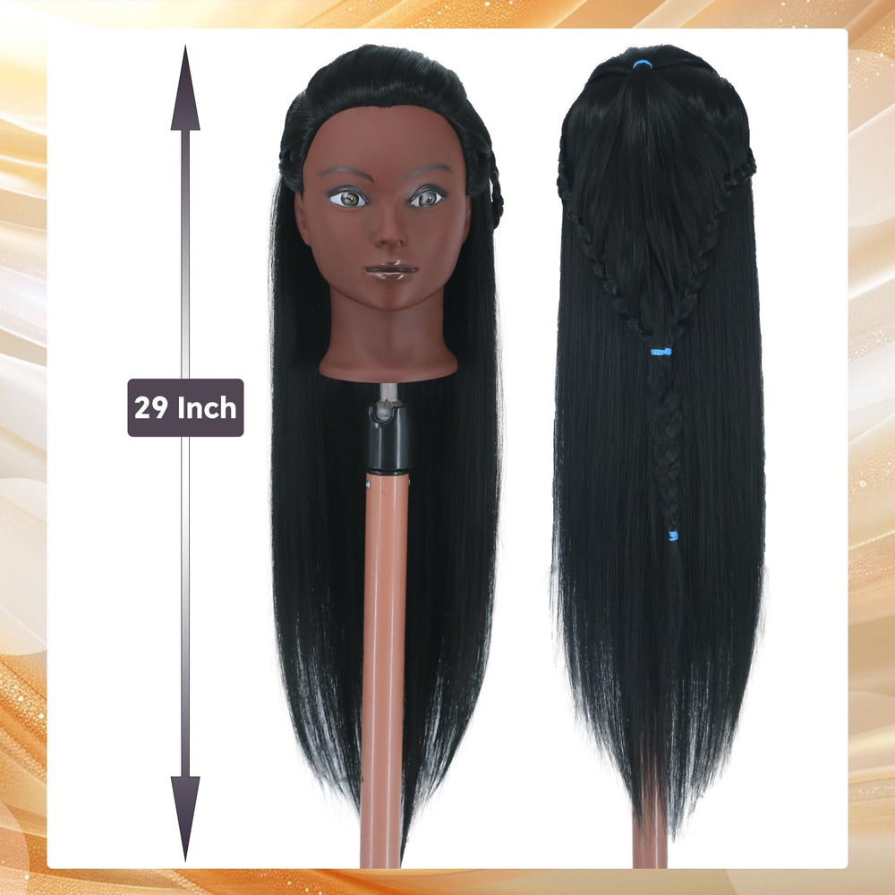 Gemiei mannequin head hair color blue and red adds visual cues for braiding
