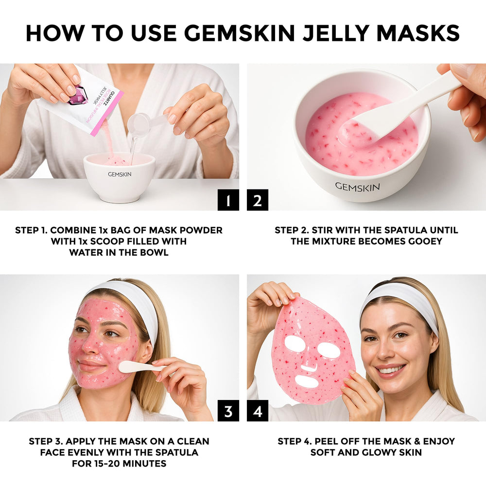 GEMSKIN at-home spa setup shows masks and tools for easy routines.