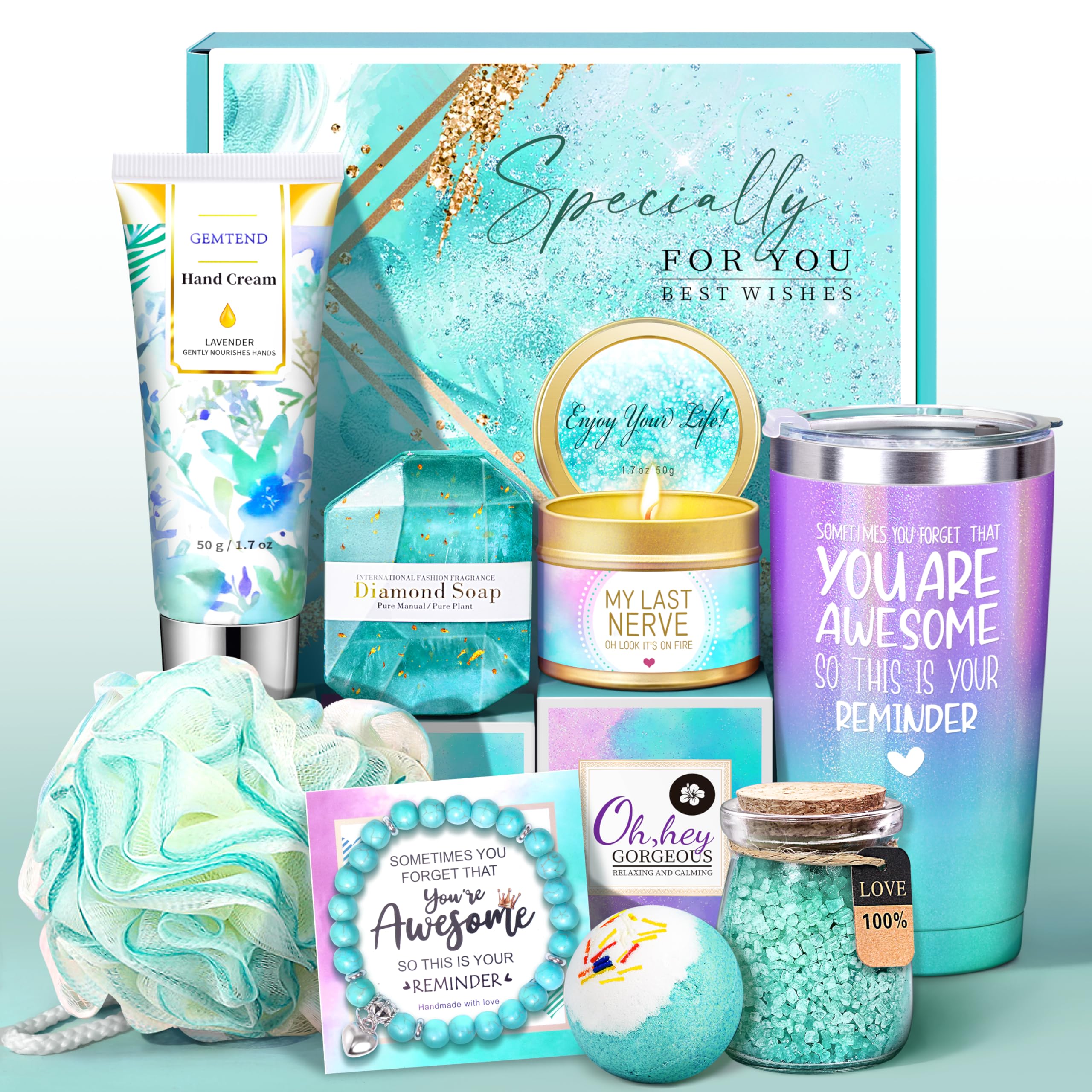 GEMTEND birthday gift box showcases curated self-care items for a thoughtful celebration.