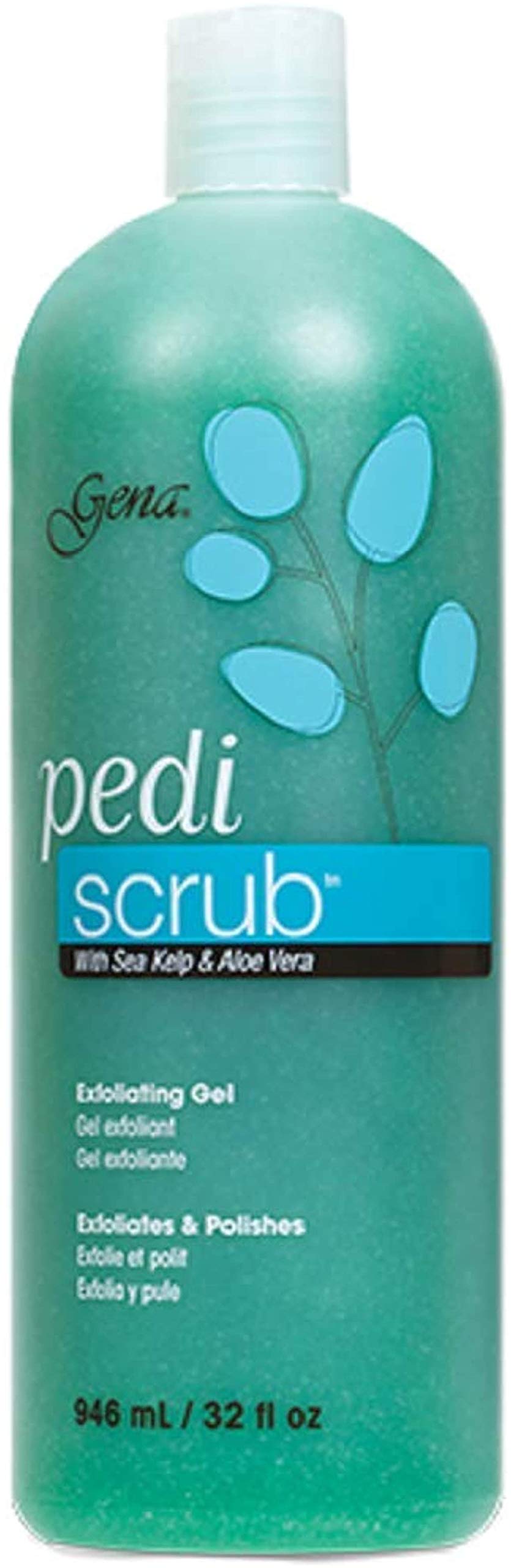 Gena Pedi-Scrub Gel bottle 32 oz for at-home exfoliation and smoother feet