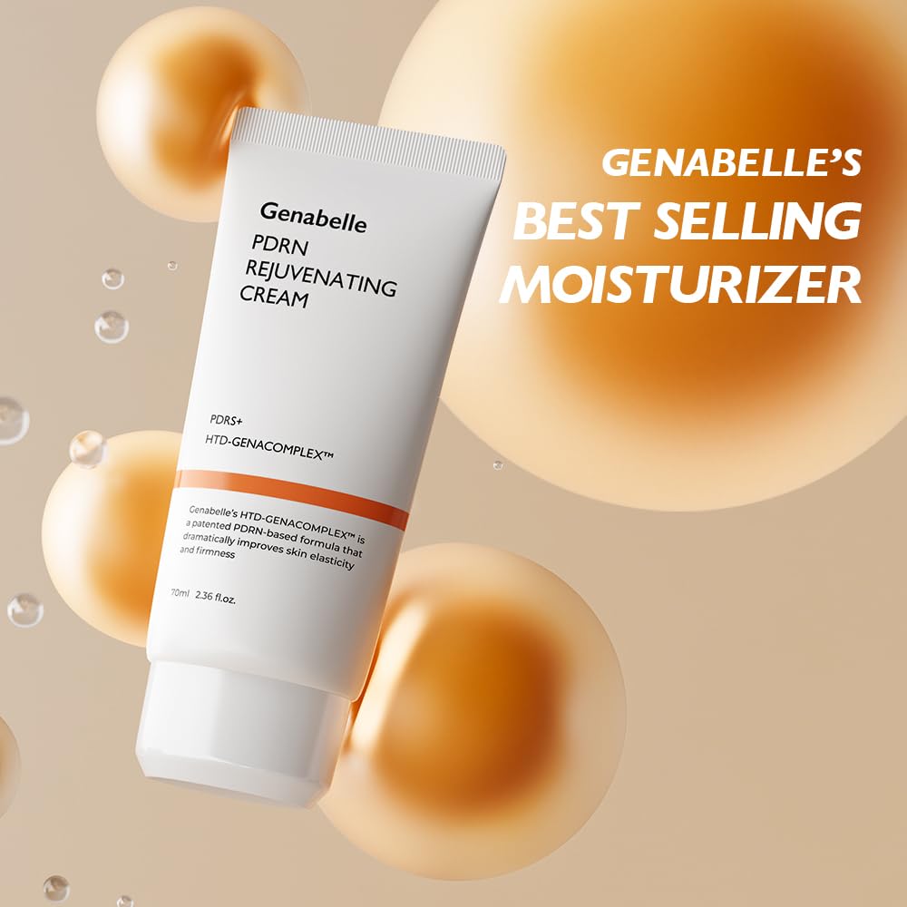 Genabelle PDRN Rejuvenating Cream texture closeup showing silky absorption.