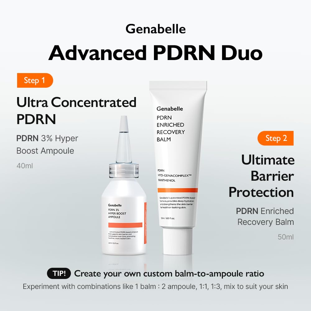 Genabelle routine-ready ampoule enhances skin barrier with Panthenol and botanical extracts.