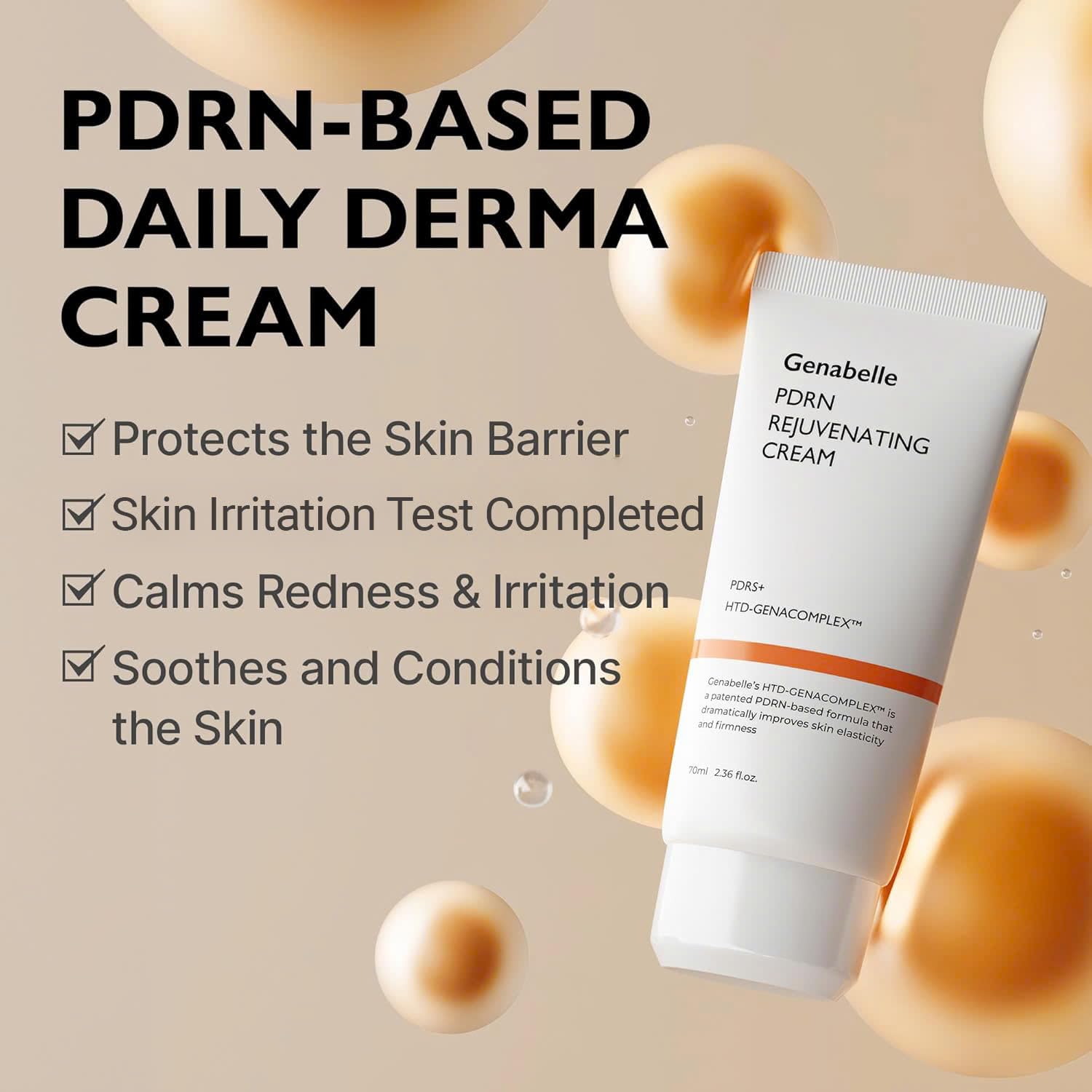 Genabelle PDRN Rejuvenating Cream on face and neck demonstrates versatile daily use.
