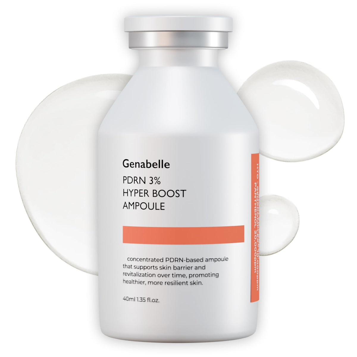Genabelle PDRN 3% Hyper Boost Ampoule bottle close-up illustrating deep hydration for skin resilience.