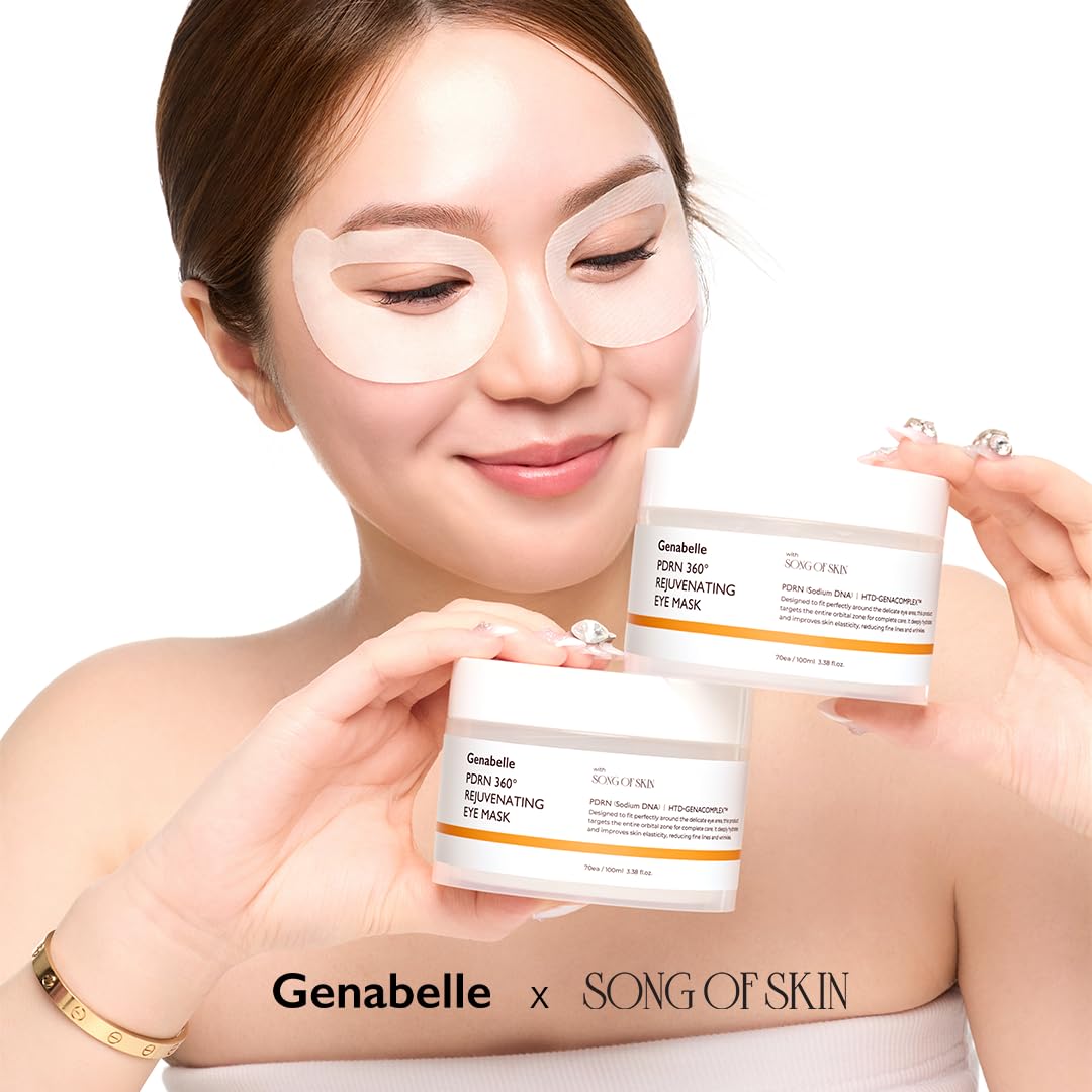 Genabelle PDRN 360° Eye Mask upper and lower eyelids view showing full-area coverage