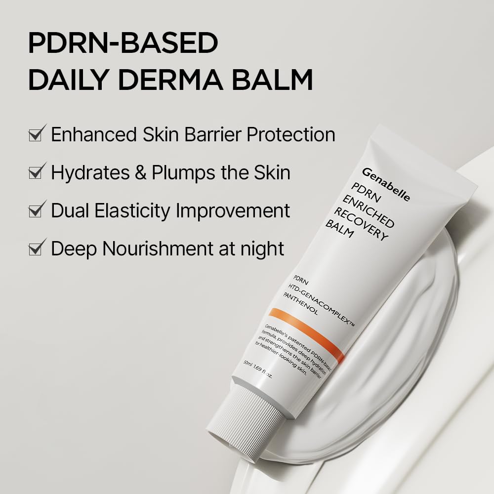 Genabelle PDRN Enriched Recovery Balm packaging on display for daily skincare routine.
