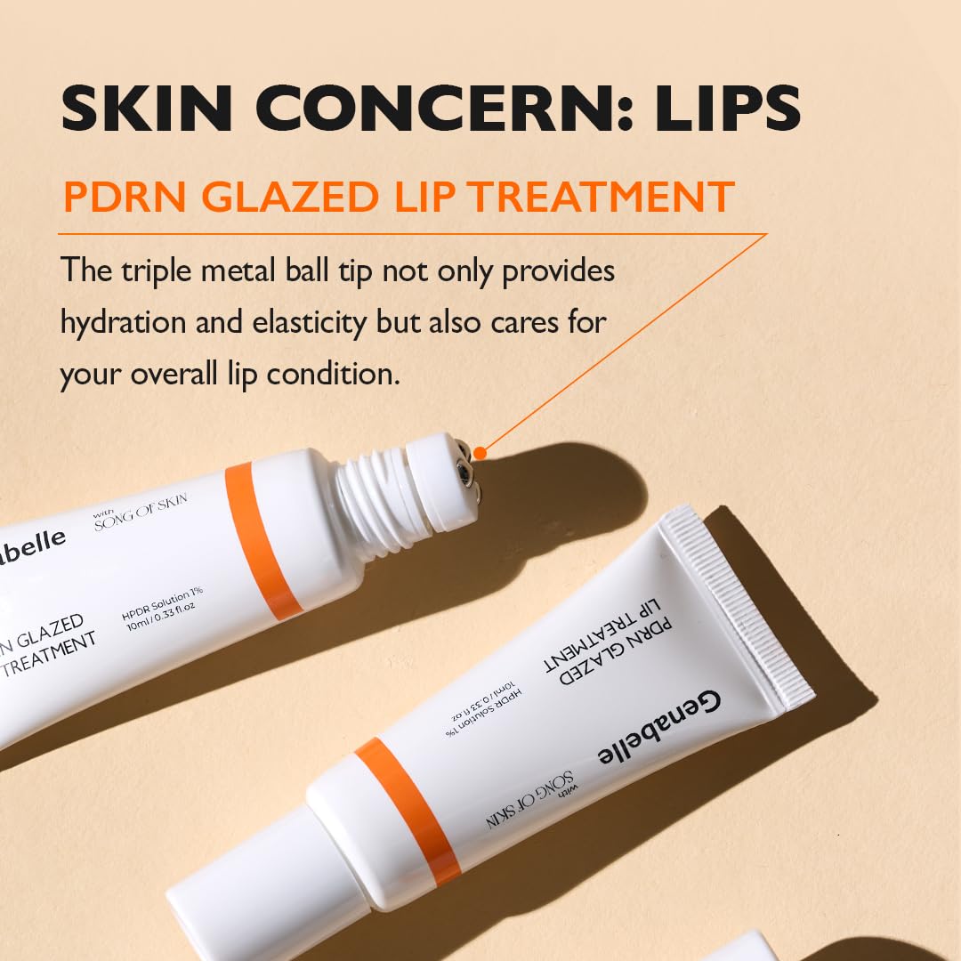 Genabelle PDRN Glazed Lip Treatment closeup showing controlled dispense
