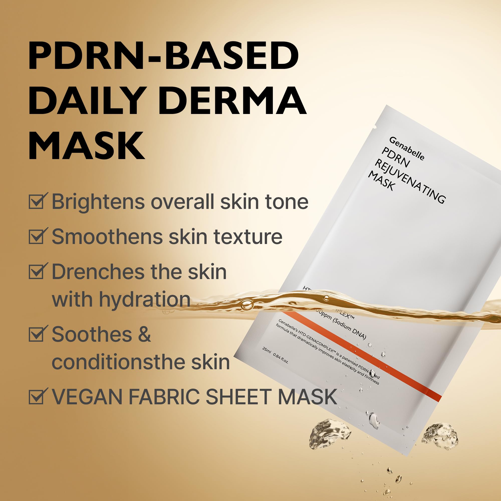 Genabelle PDRN Rejuvenating Mask Sheet closeup applying reveals soothing, deeply hydrating treatment.
