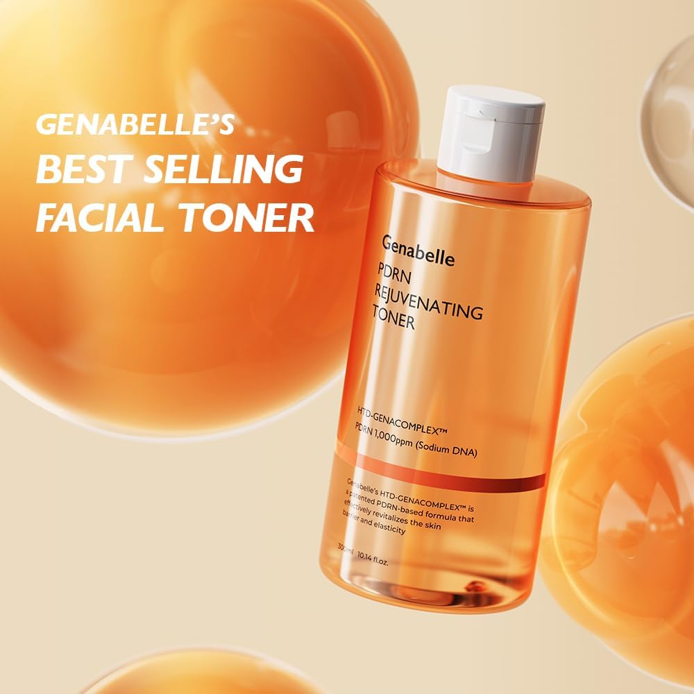 Genabelle PDRN Toner close-up shows silky texture for even skin tone.