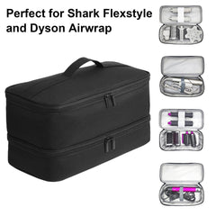 GENCAM Shark Flexstyle fit image showing case holding two curlers and diffuser for travel