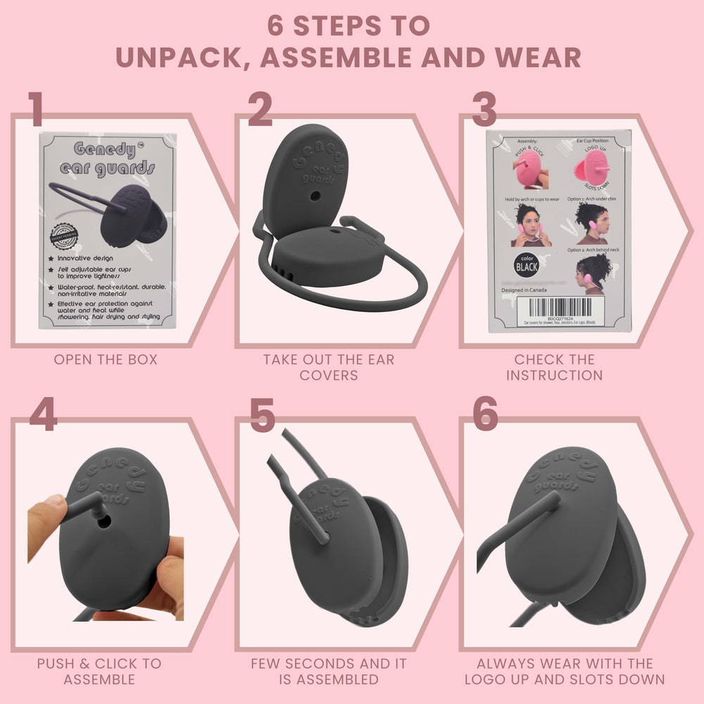 Genedy ear covers in black offer secure, comfortable fit.