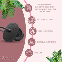 Genedy ear covers keep ears dry while washing hair.