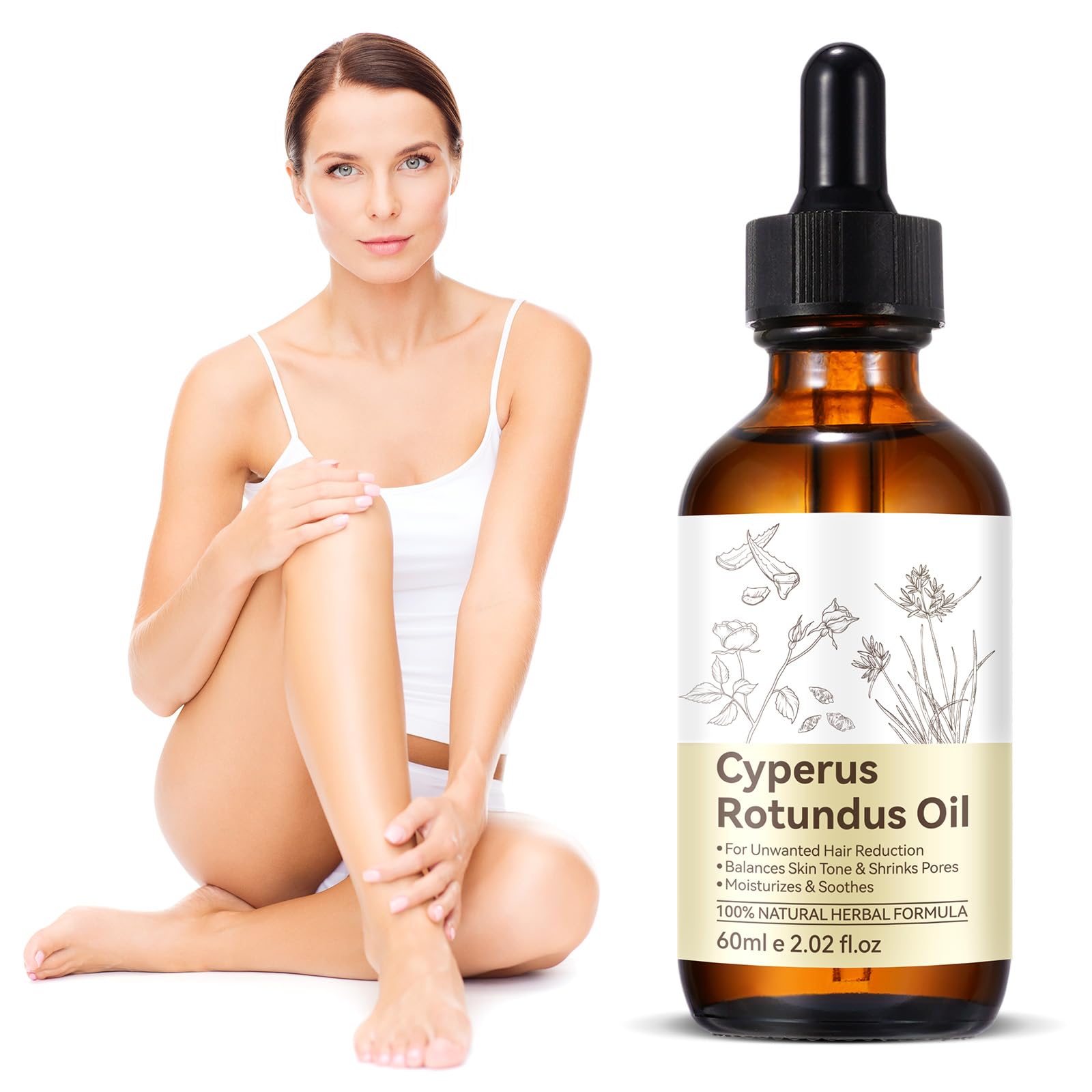 Generic Cyperus Rotundus Oil packaging shows pure, natural skincare solution.