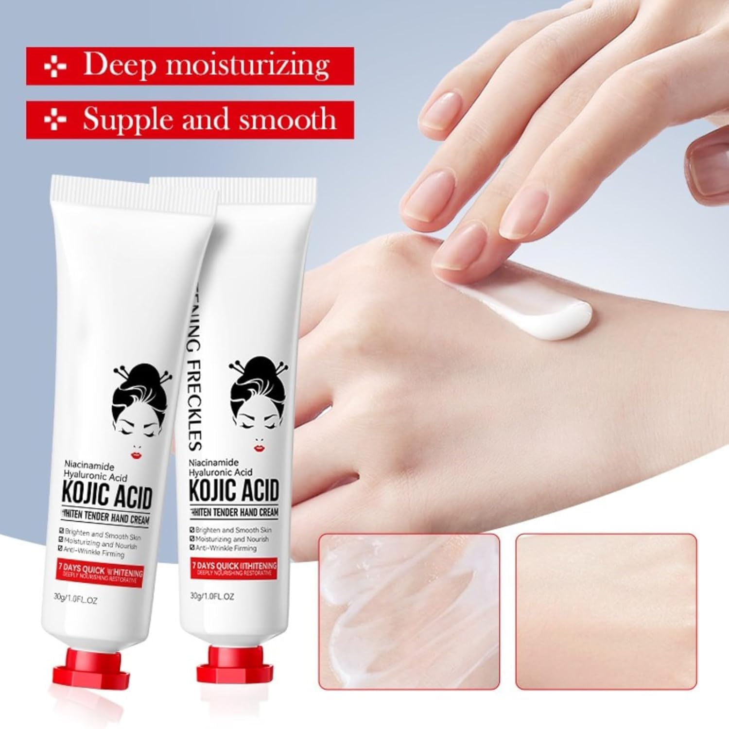 Generic Kojic Acid Cream packaging front view emphasizes safe, versatile formula.