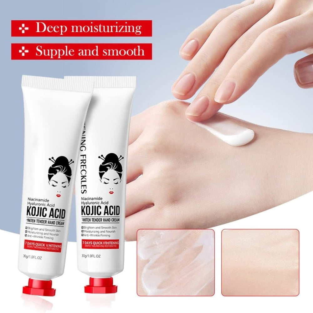 Generic Kojic Acid Cream packaging front view emphasizes safe, versatile formula.