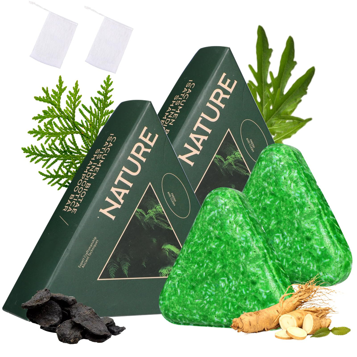 Generic Nature Triangle Shampoo Bar grip design for easy, mess-free showering.