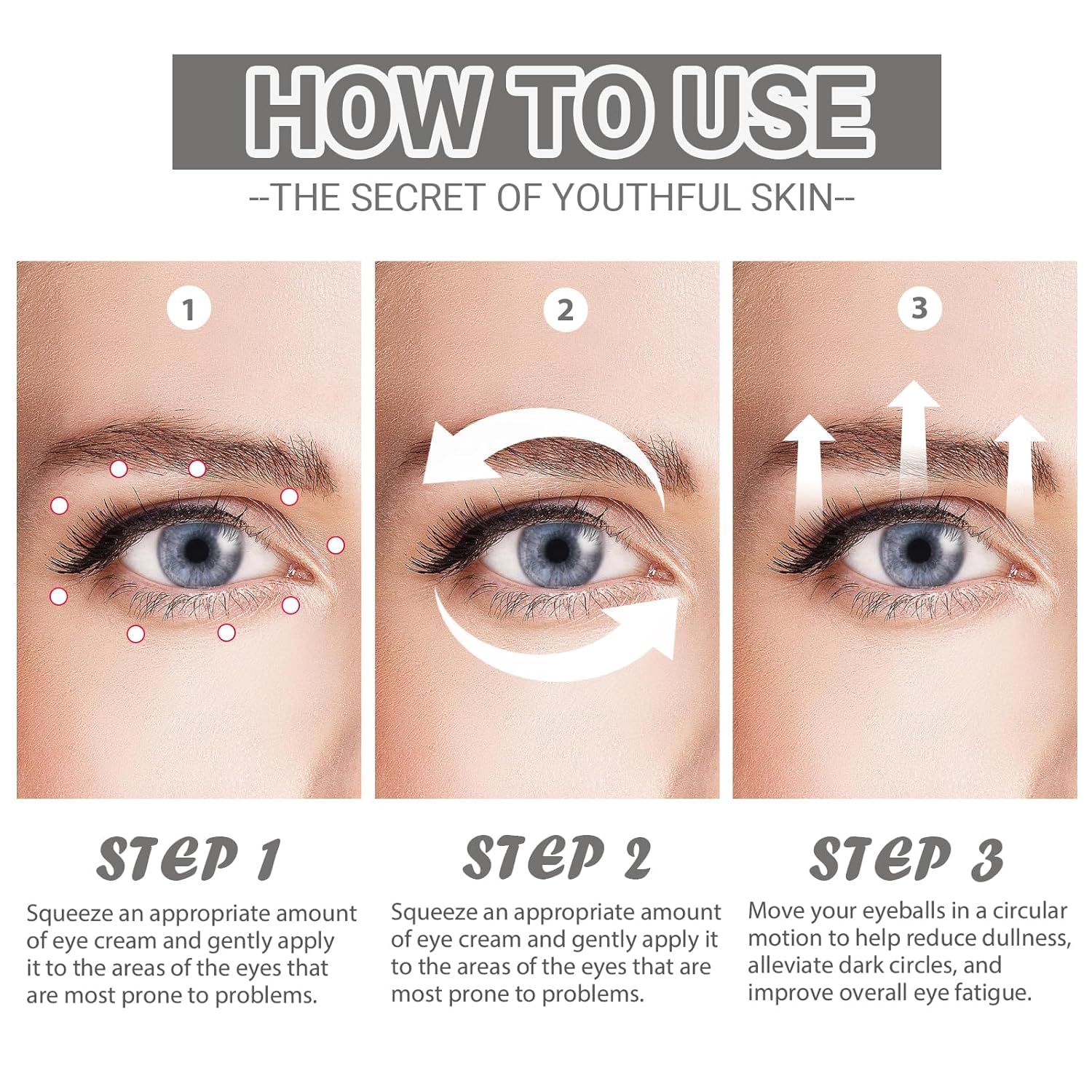 Generic Perfect Eye Tightener before and after indicates subtle puffiness reduction.