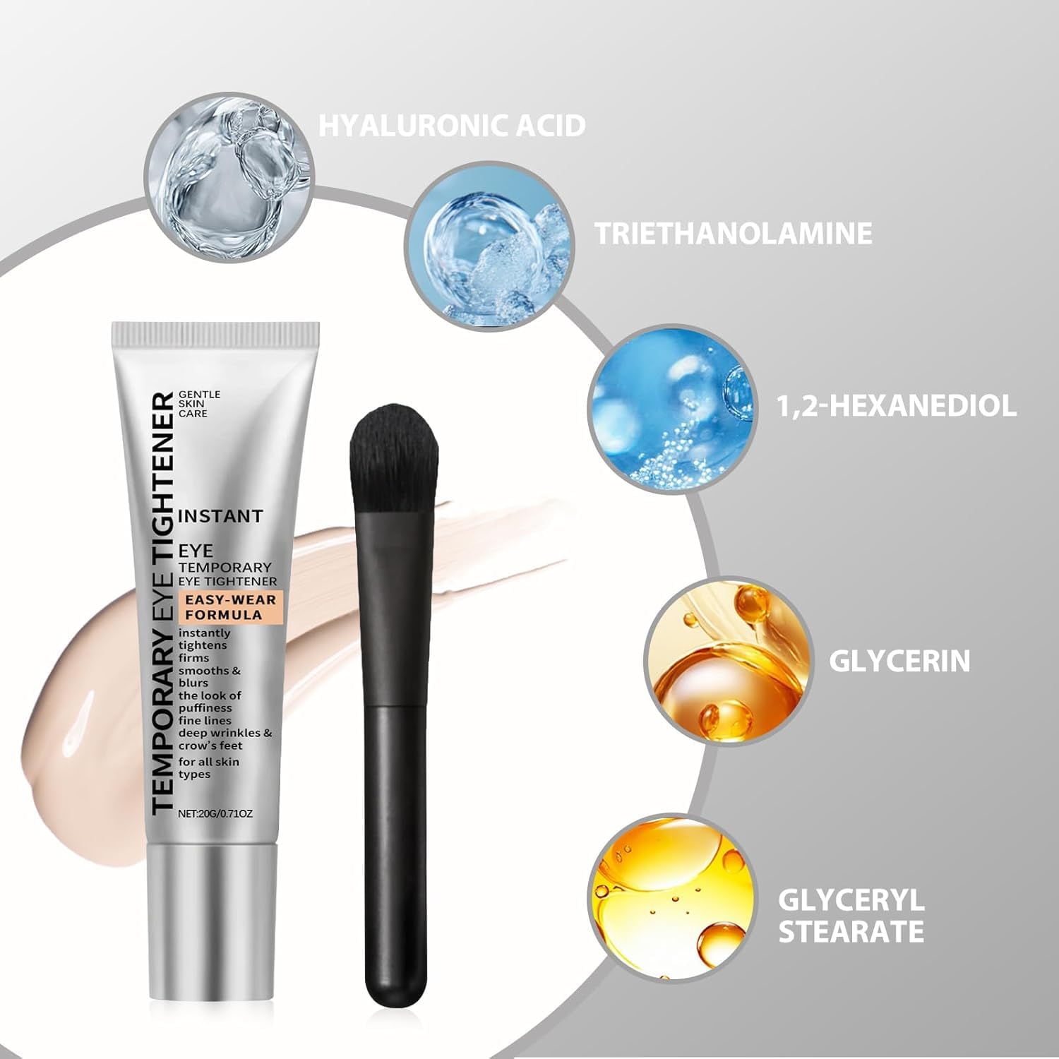 Generic Perfect Eye Tightener brush application demonstrates easy, quick-dry under-eye prep.