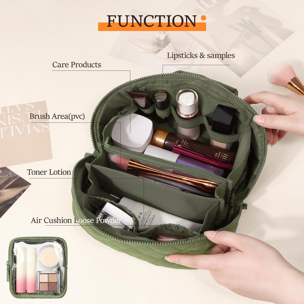 Generic Petition makeup bag large capacity fits bottles palettes and brushes neatly