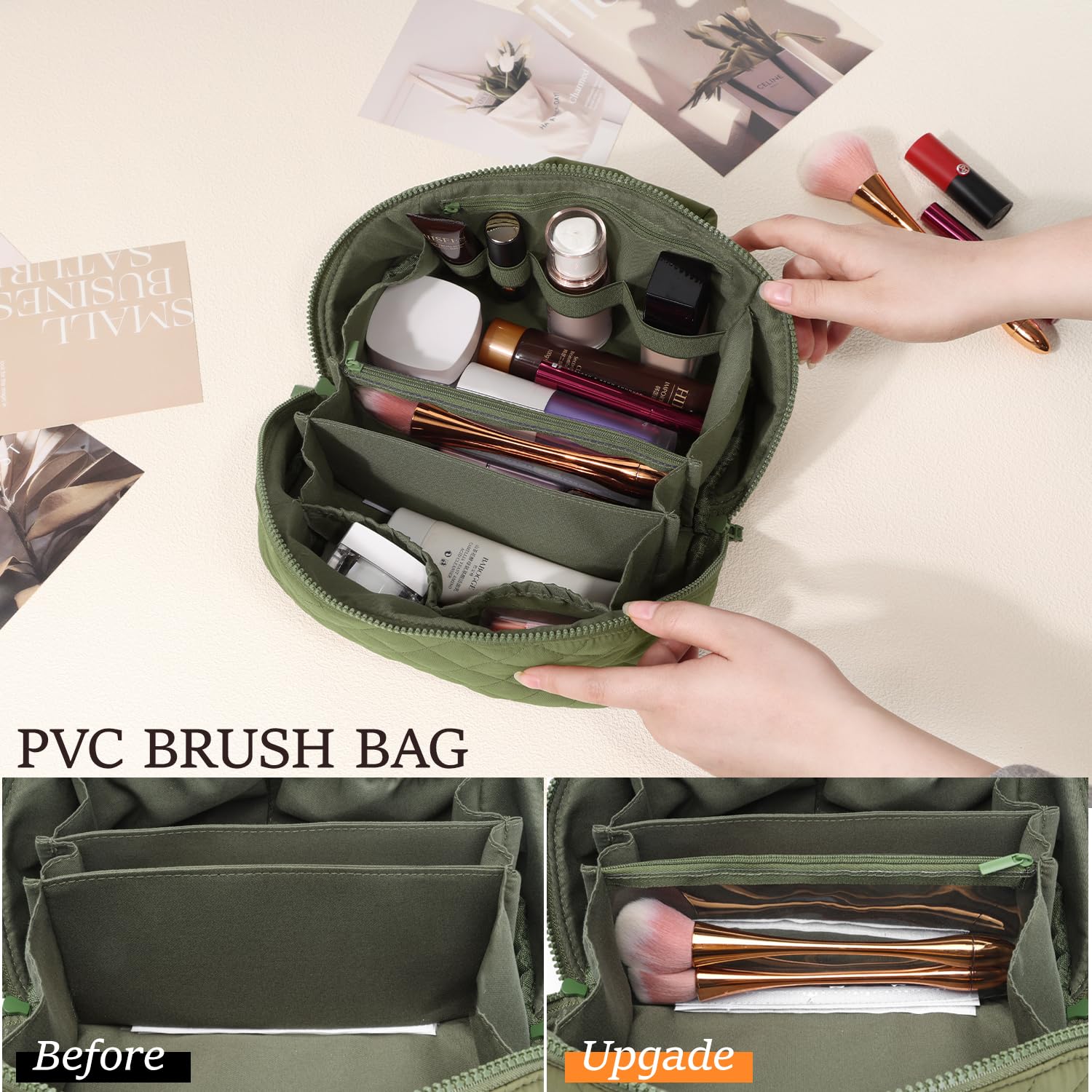 Generic Petition makeup bag machine-washable for quick hygienic cleanup after trips