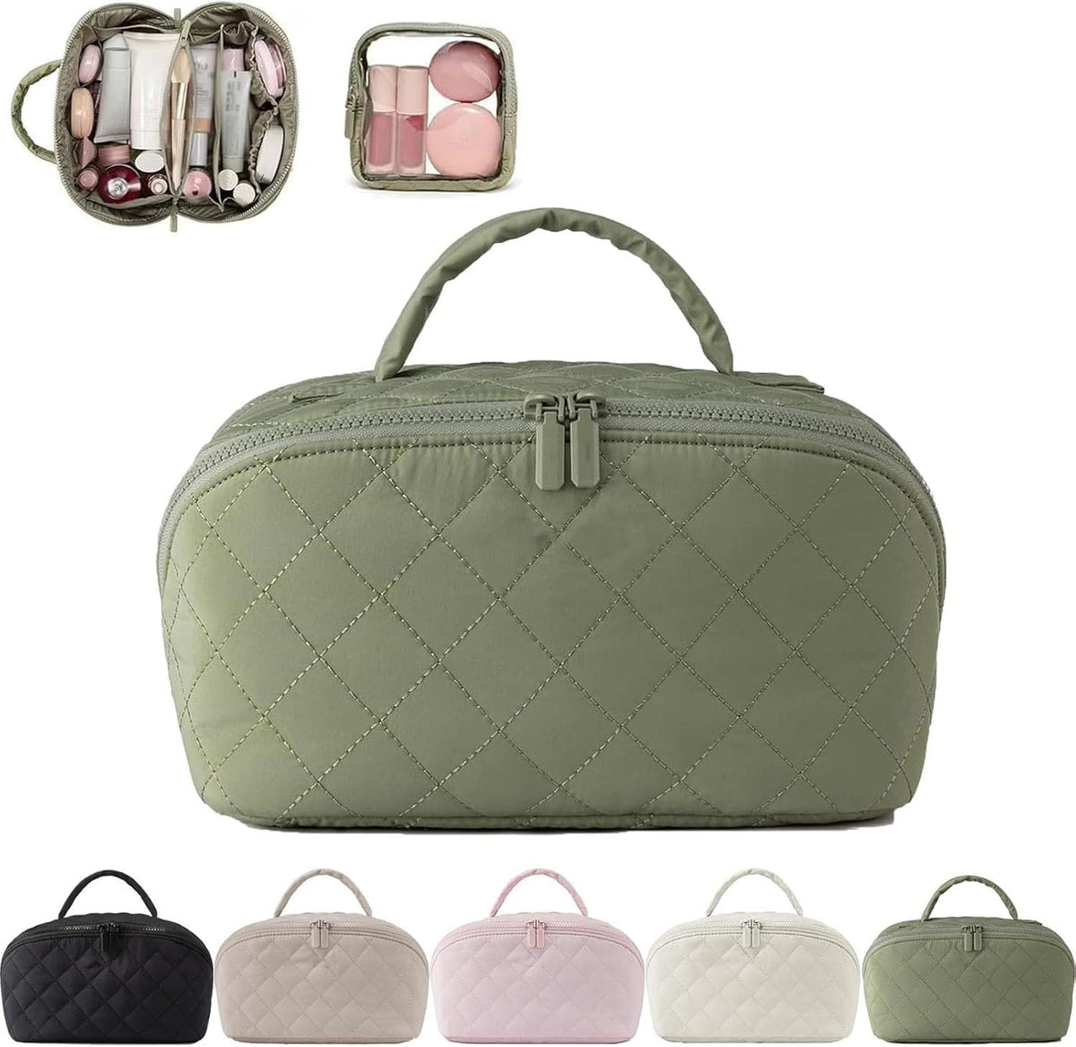 Generic Petition makeup bag wide-open lay-flat design for instant visibility and easy access