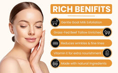 Ingredients: tallow and goat milk powering gentle moisturization.