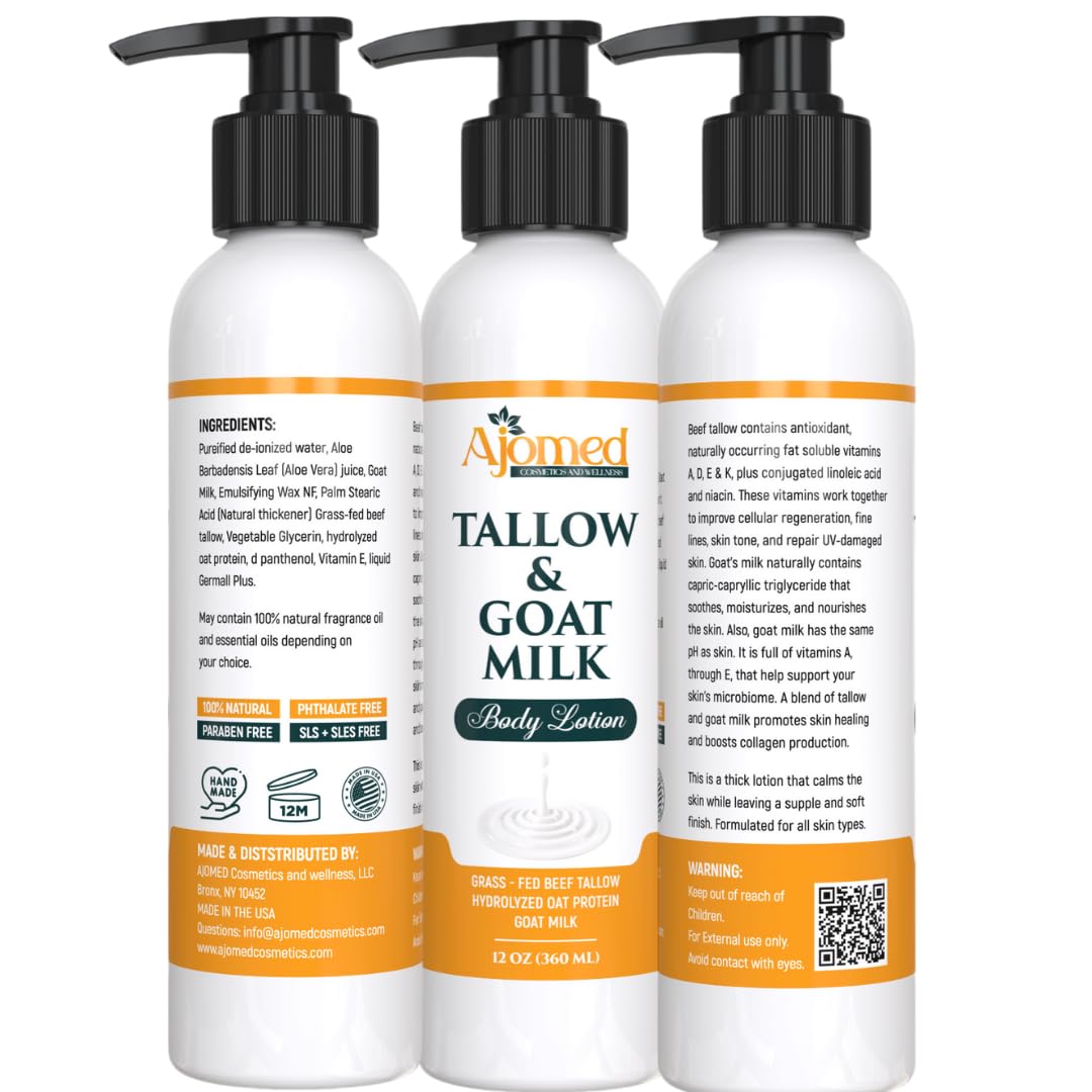Creamy texture of Generic Tallow & Goat Milk Lotion shown in close-up.