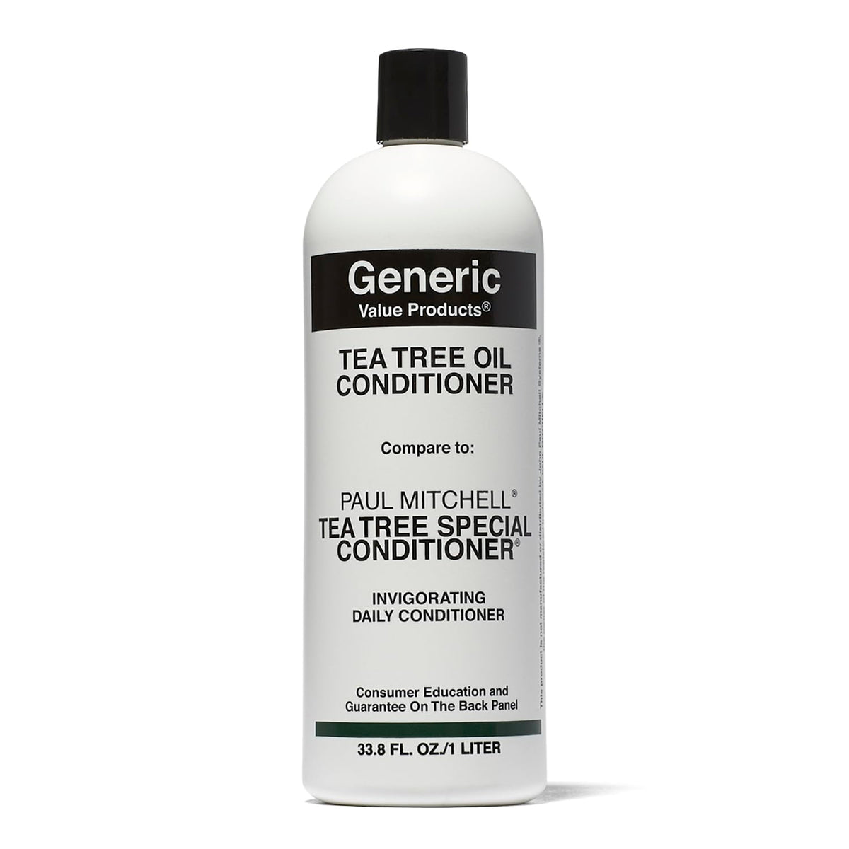 Generic Value Products Tea Tree Oil Conditioner bottle pour highlights easy application and moisture retention.