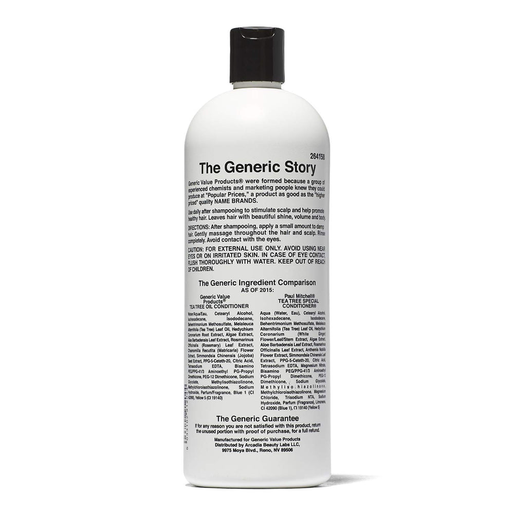 Generic Value Products Tea Tree Oil Conditioner texture closeup showcases shine and detangles for daily use.