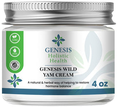 Genesis Wild Yam Root Cream bottle delivers quick, non-greasy hydration.