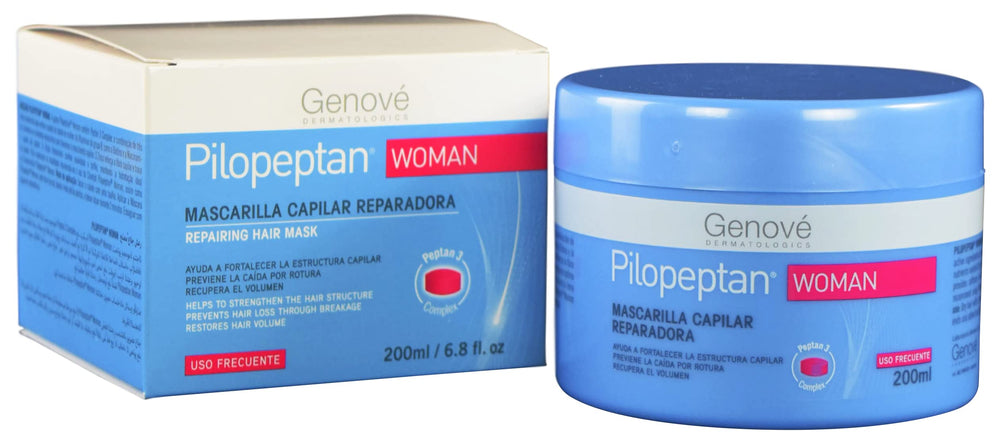Genové Pilopeptan Woman Regenerative Hair Mask 200ml jar front view promotes stronger, shinier hair.