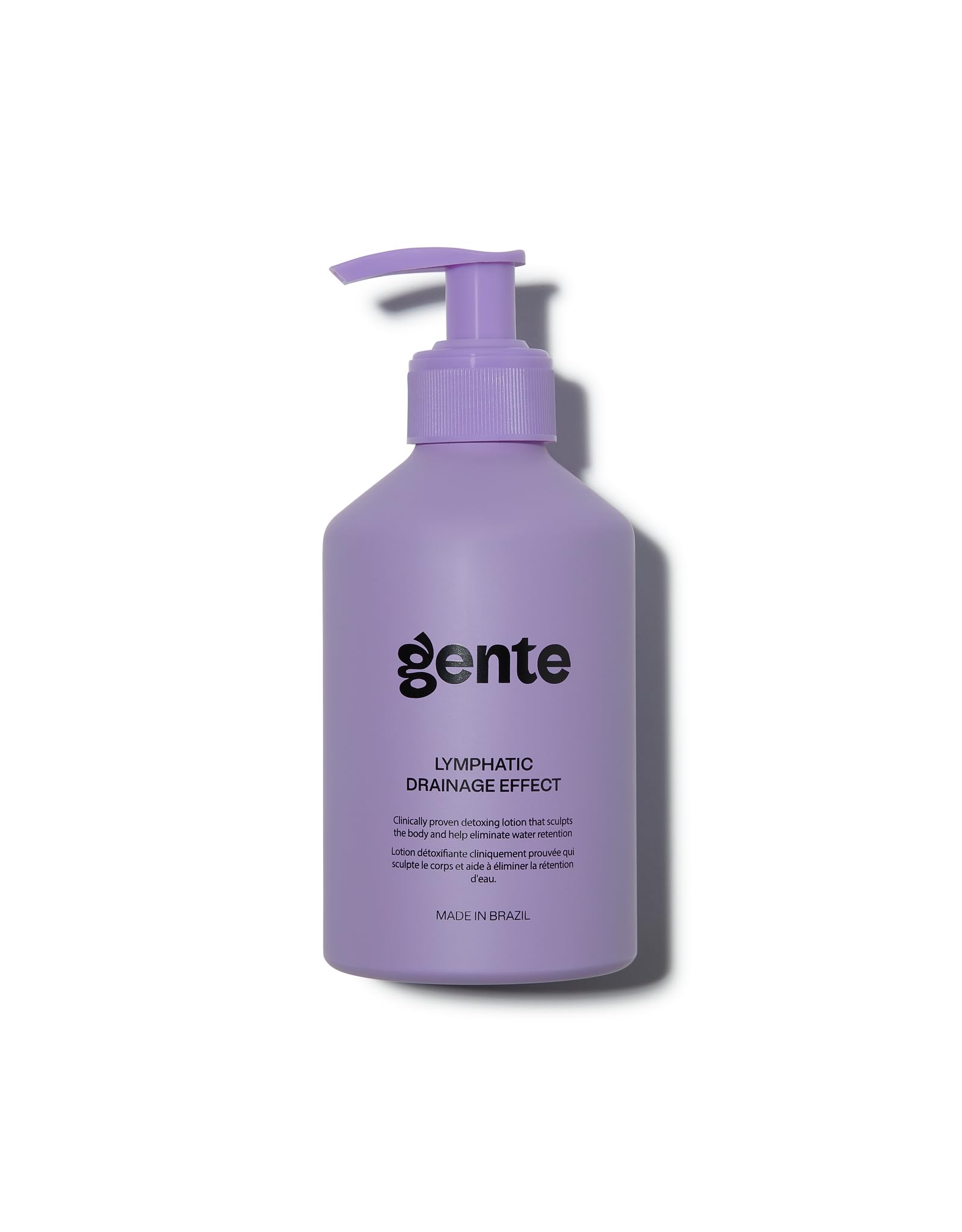 GENTE BEAUTY Lymphatic Drainage Lotion bottle on vanity shows detox hydration.
