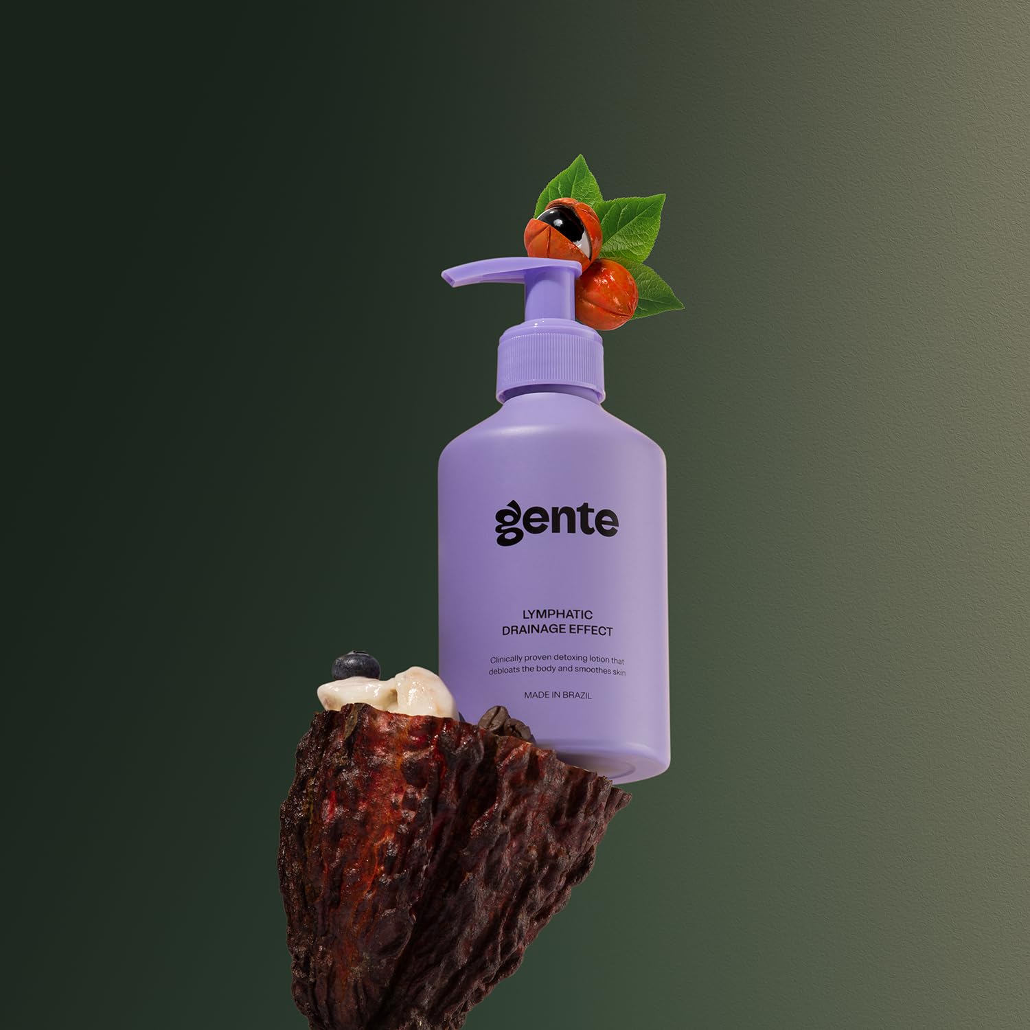 GENTE BEAUTY ingredients guarana acai highlighted for antioxidant nourishment.