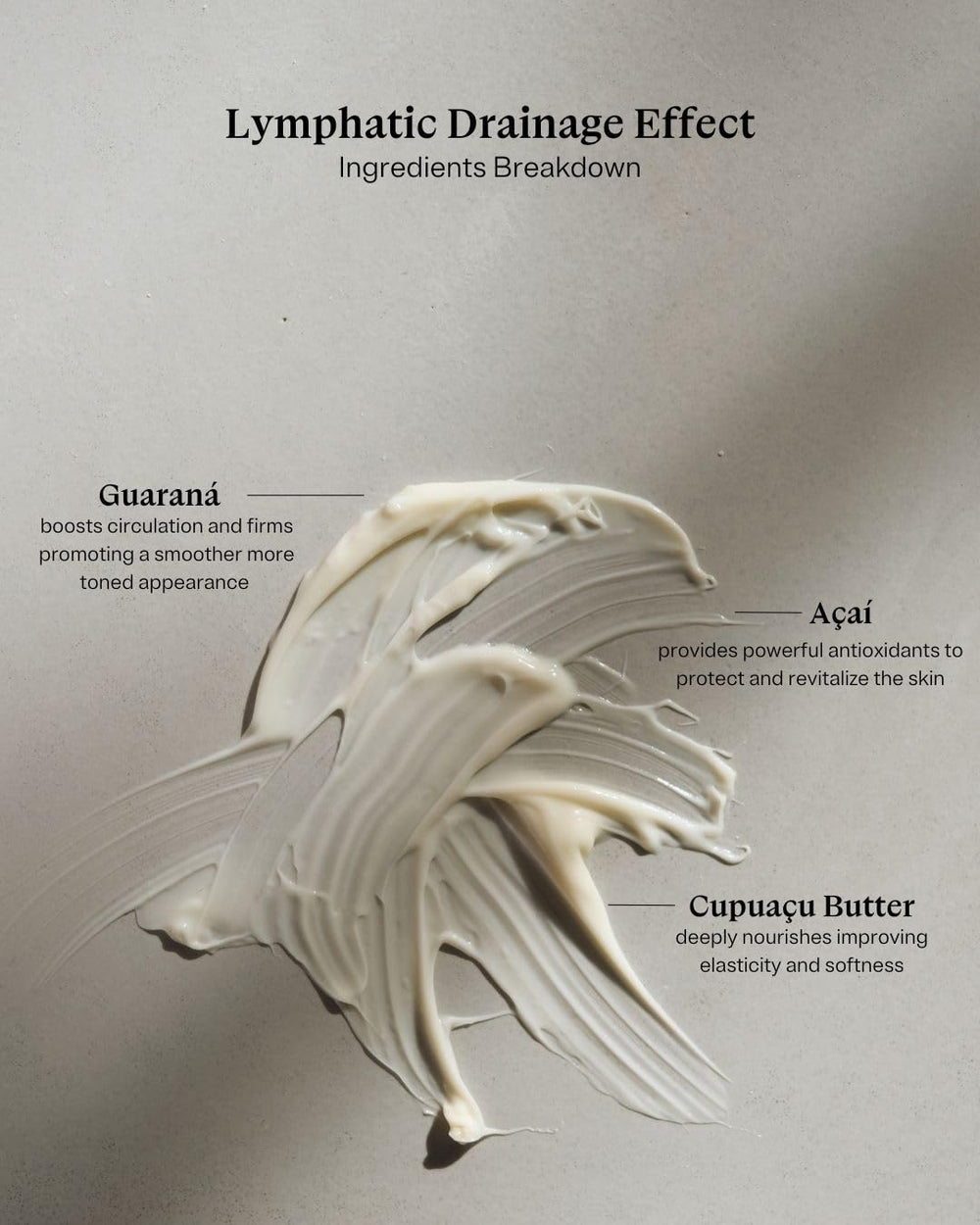 GENTE BEAUTY Lymphatic Drainage Lotion massaged into skin shows firming effect.