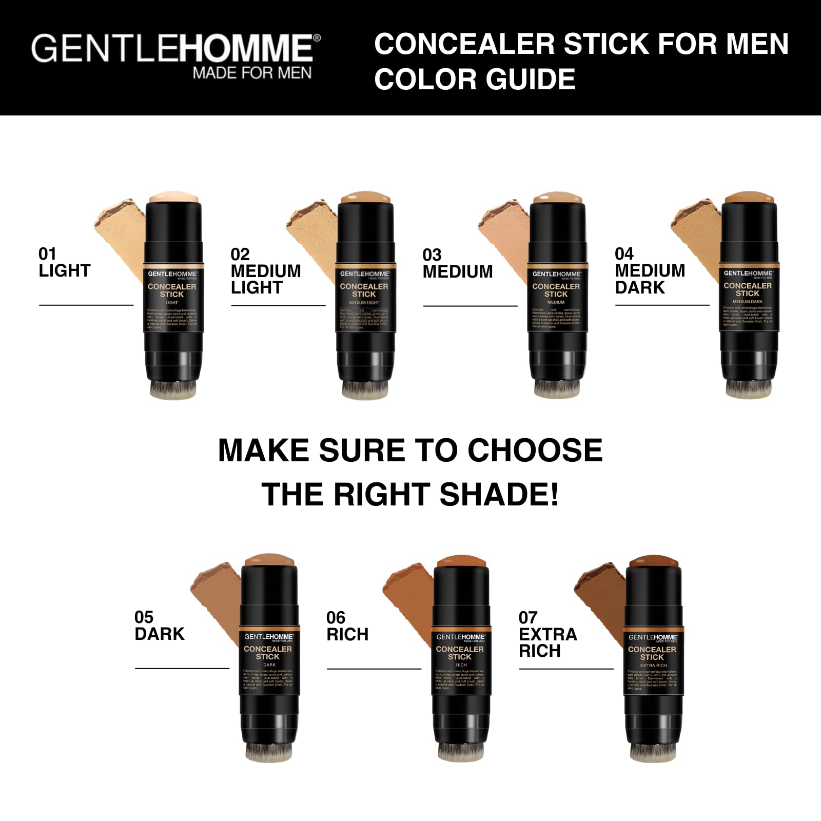 Gentlehomme Concealer Stick on-the-go design fits gym bags and travel