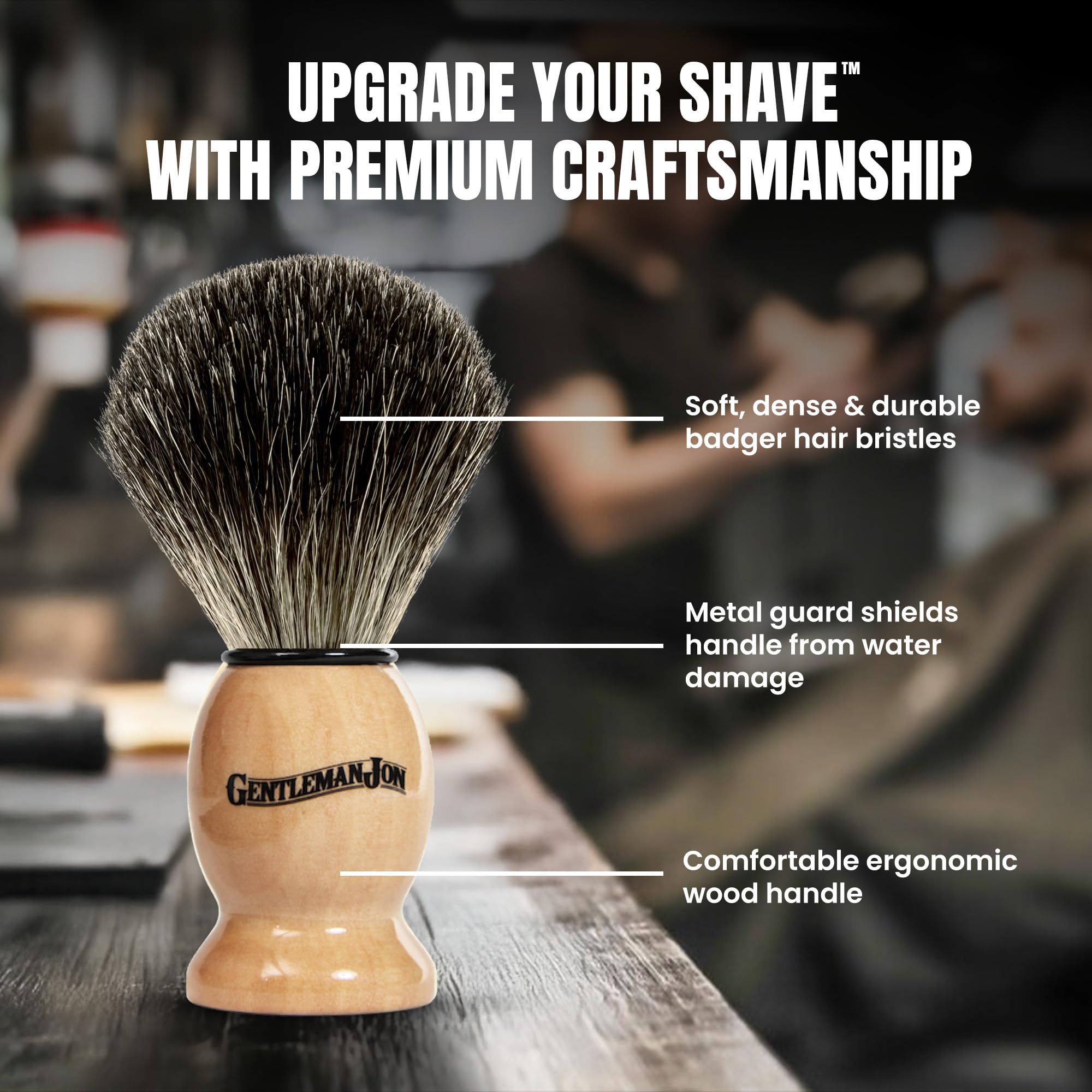 Gentleman Jon badger brush demonstrates rich lather formation for a smoother shave.