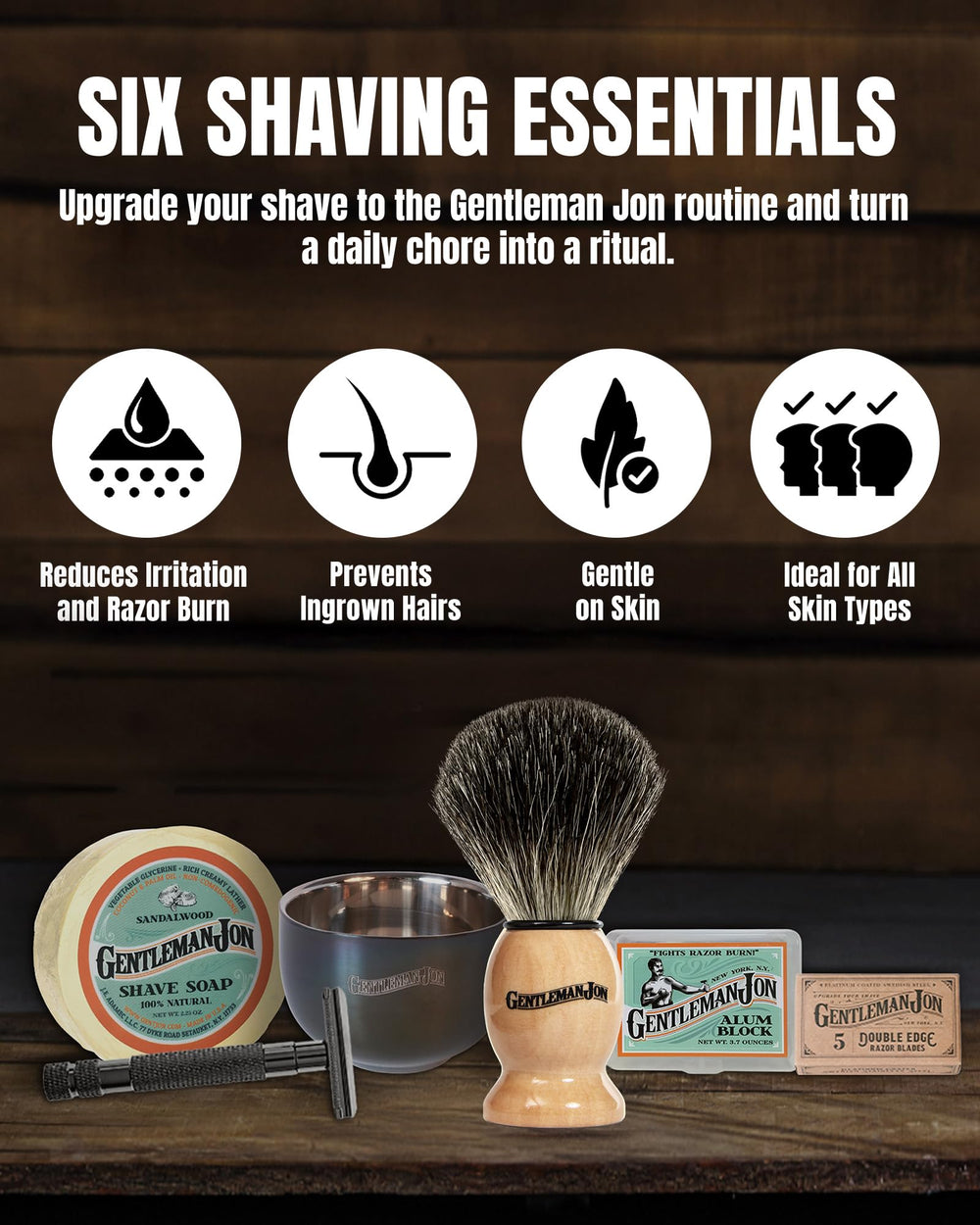 Gentleman Jon badger brush close-up to help create a rich, creamy lather.