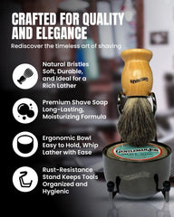 Gentleman Jon complete shaving brush kit bowl-and-stand shows organized setup for easy drying
