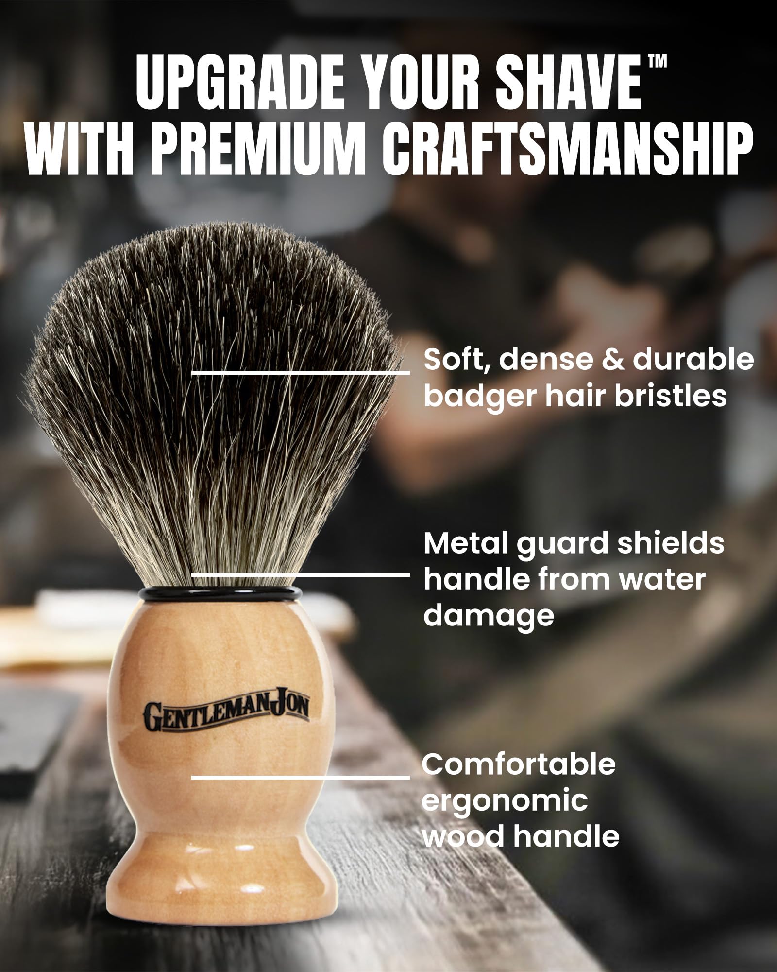 Gentleman Jon complete shaving brush kit soap-cake captures creamy lather for smooth shaves