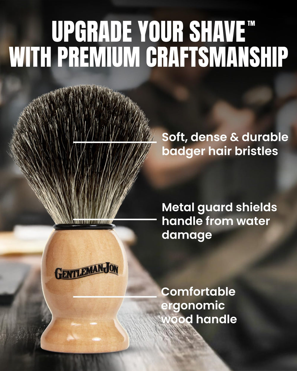 Gentleman Jon complete shaving brush kit soap-cake captures creamy lather for smooth shaves