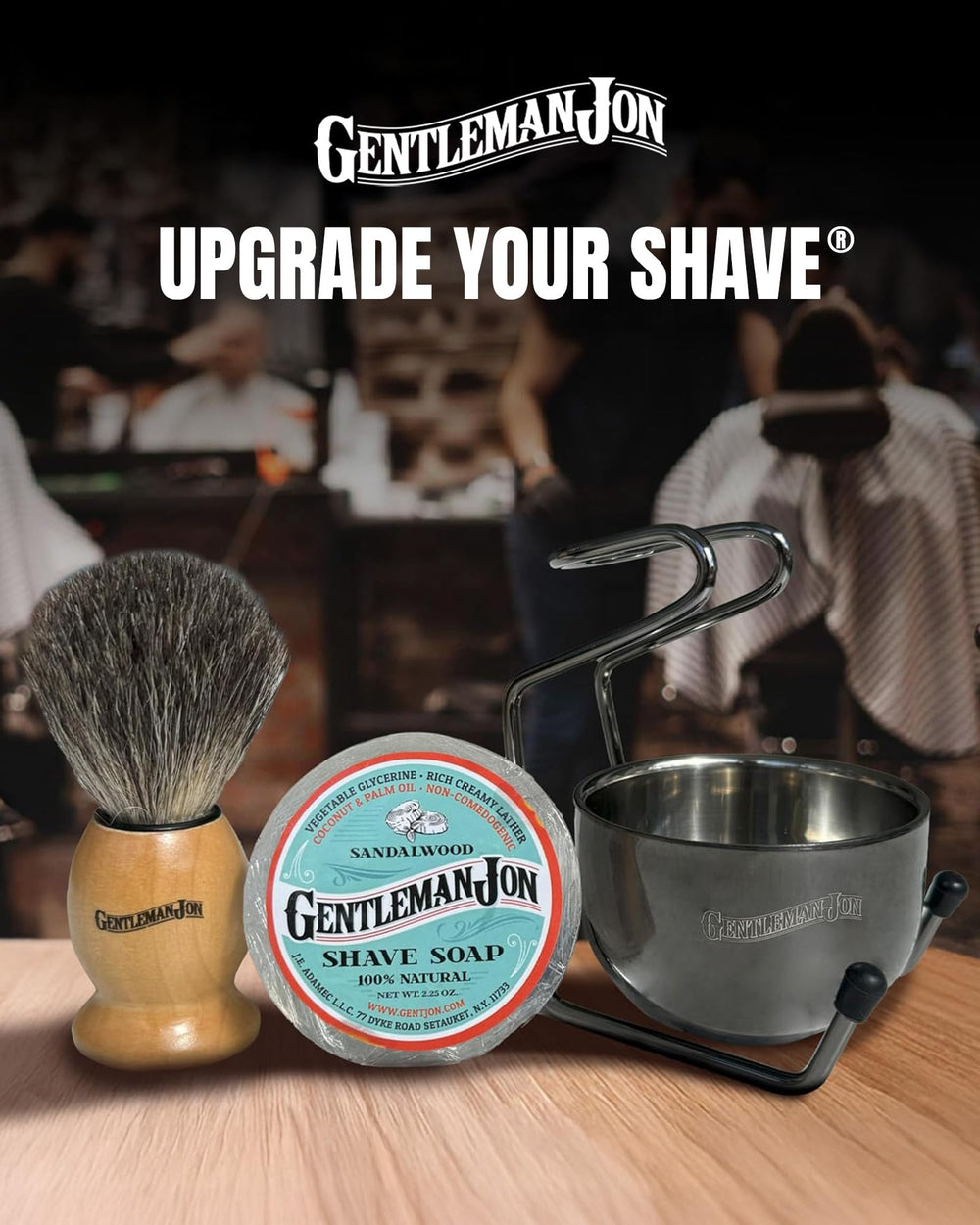 Gentleman Jon complete shaving brush kit stand-storage promotes proper drying and longer life