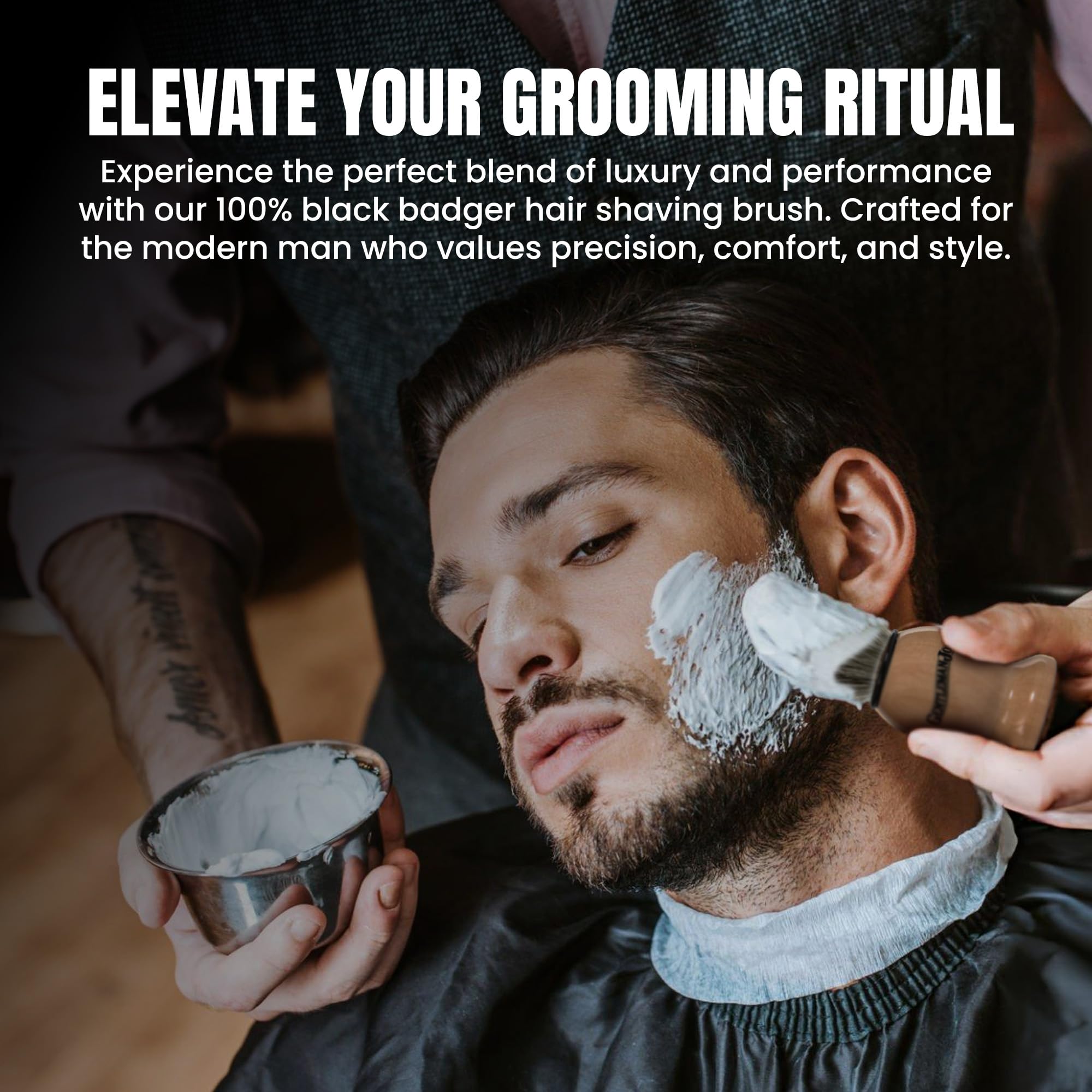 Gentleman Jon shaving brush with soap showcases versatile lather-ready setup.