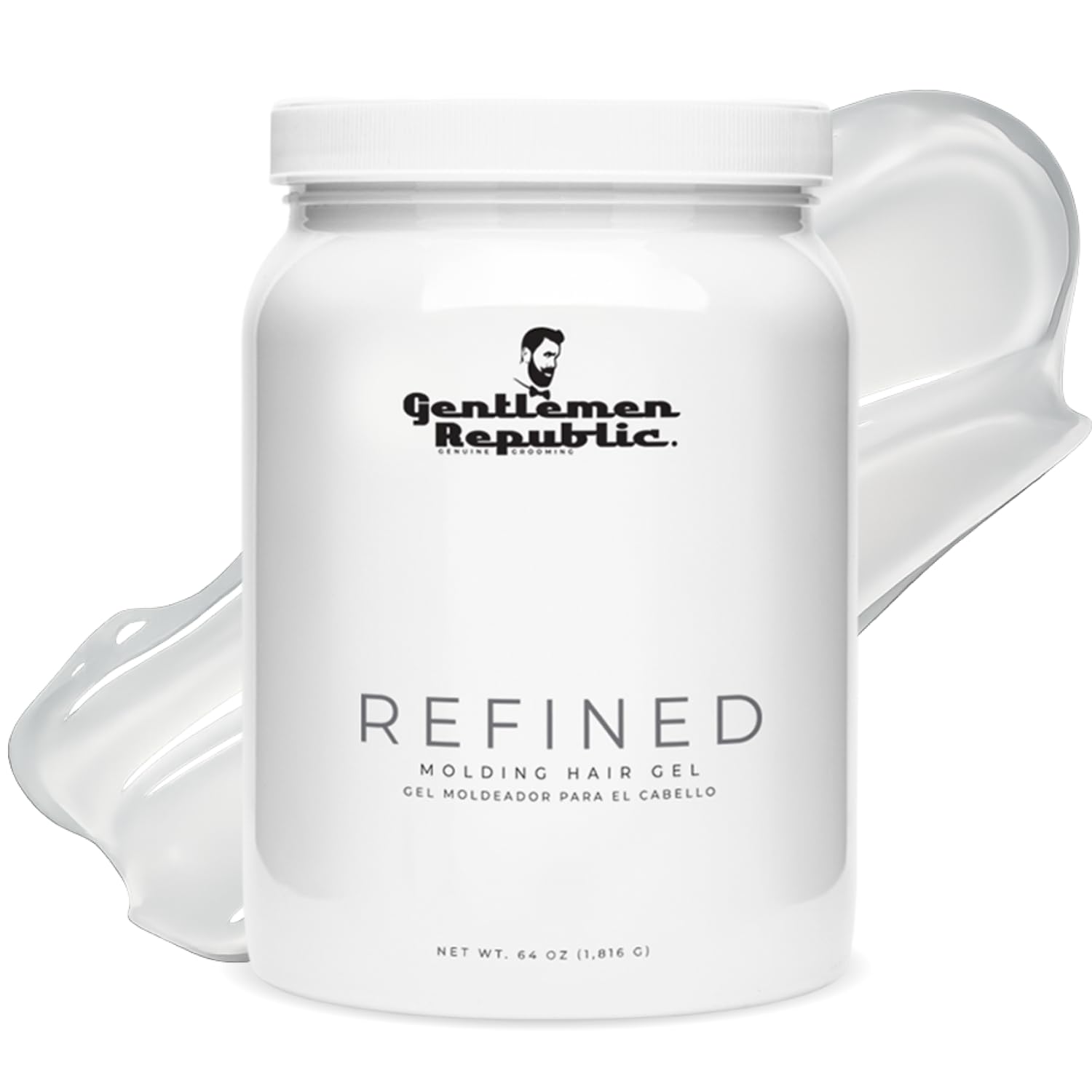 Gentlemen Republic Refined Gel bottle closeup showing strong hold and USA-made quality.