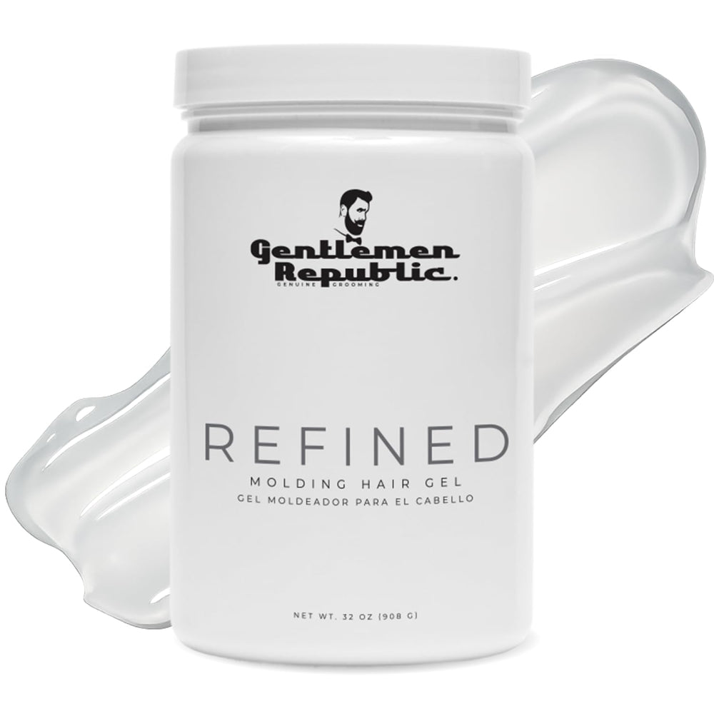 Gentlemen Republic Refined Hair Gel bottle, 32oz, premium styling option.