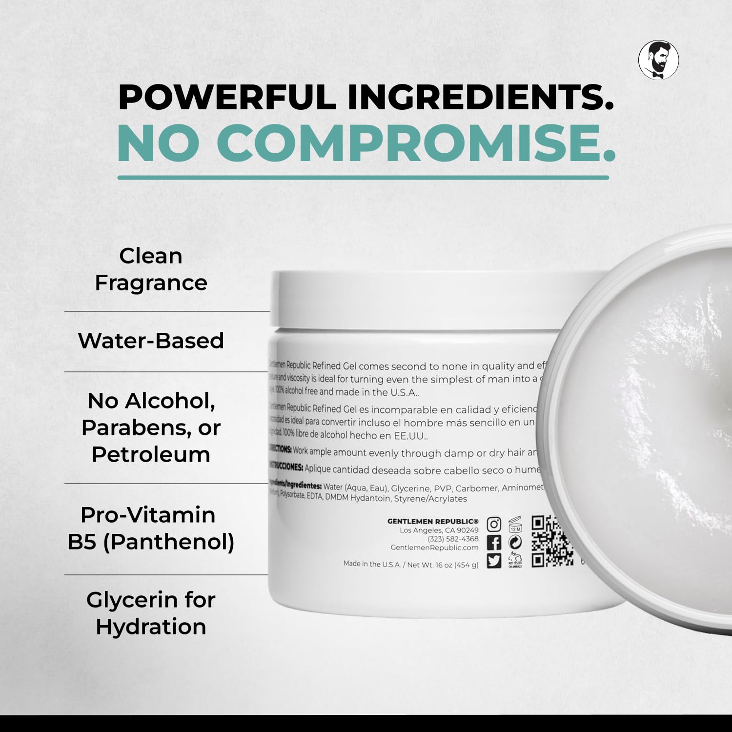 Gentlemen Republic Refined Hair Gel shine on hair for a natural glow.