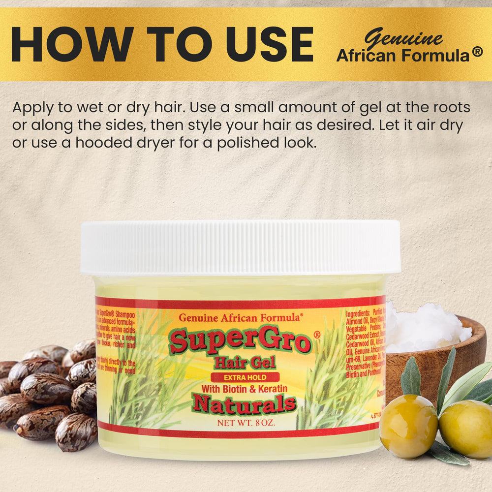 Genuine African Formula SuperGro keeps curls smooth and frizz-free during daily wear.