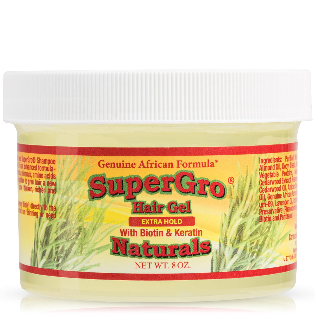 Genuine African Formula SuperGro Hair Gel provides braiding-friendly hold for lasting styles.
