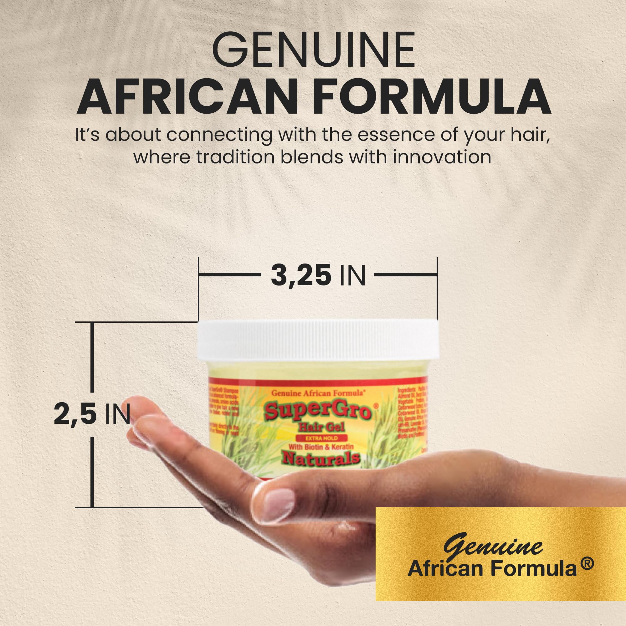 Natural ingredients in SuperGro support healthy scalp and styling versatility.